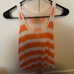 Orange and white tank top.